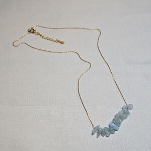 Light Blue Stone Necklace | Delicate Gold Chain